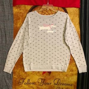 LC LAUREN CONRAD-women’s gray snowflake/dog long sleeve crewneck sleep sweater